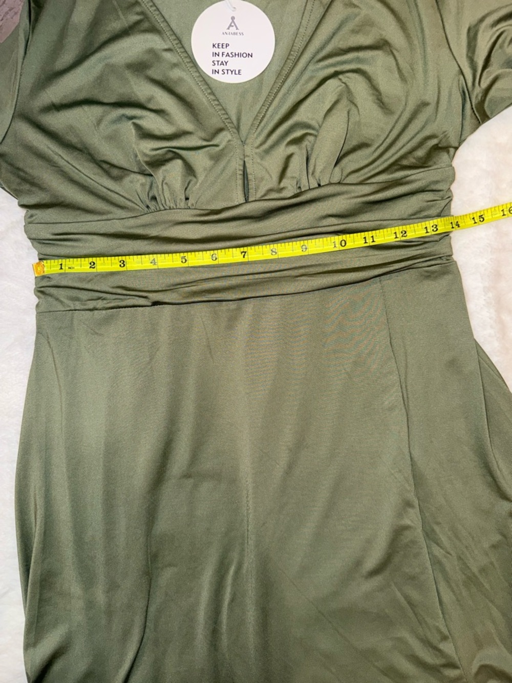 2 x 20$ NWT Olive Green Long Sleeve V-Neck Maxi Dress Size M - Picture 8 of 11